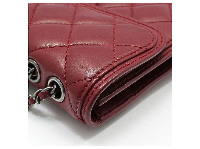 Chanel Borsa a tracolla e crossbody Classic Logo in agnello rosso ruthenium - vista 13