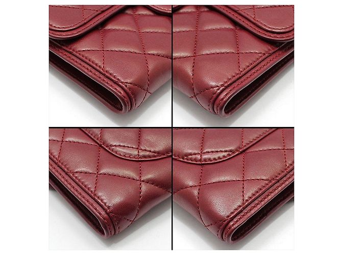 Chanel Borsa a tracolla e crossbody Classic Logo in agnello rosso ruthenium - vista 14