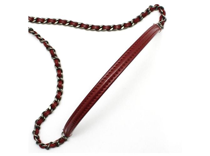 Chanel Borsa a tracolla e crossbody Classic Logo in agnello rosso ruthenium - vista 6