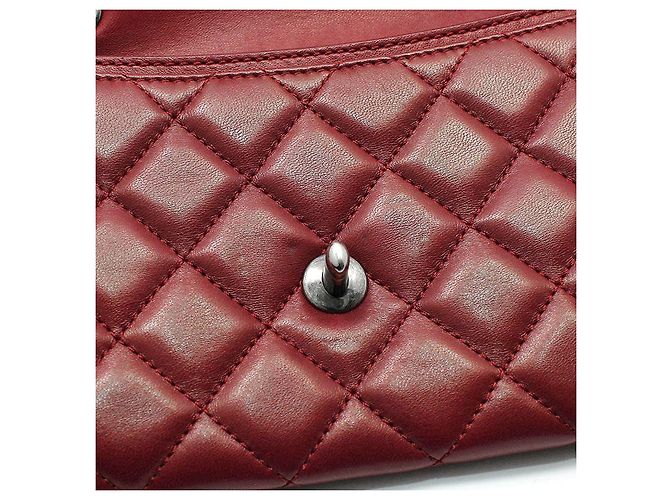 Chanel Borsa a tracolla e crossbody Classic Logo in agnello rosso ruthenium - vista 9