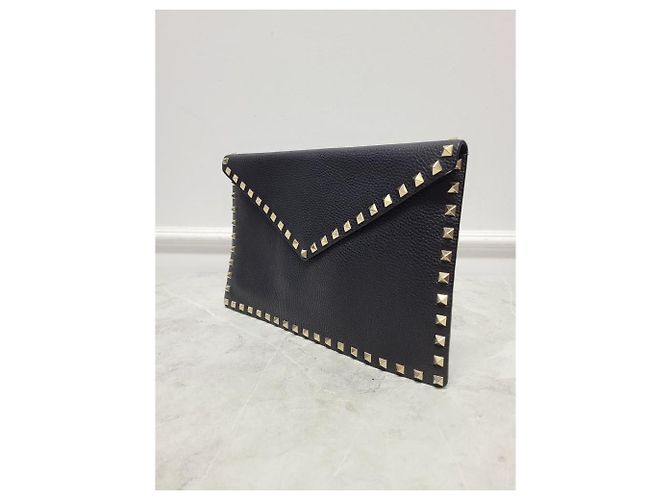 Valentino Clutch a bustina Rockstud in pelle nera Nero - vista 2