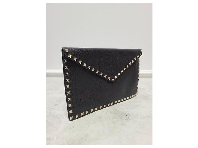 Valentino Clutch a bustina Rockstud in pelle nera Nero - vista 3
