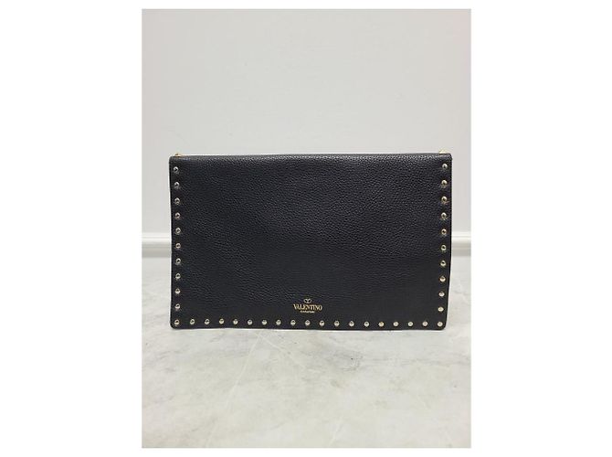 Valentino Clutch a bustina Rockstud in pelle nera Nero - vista 5