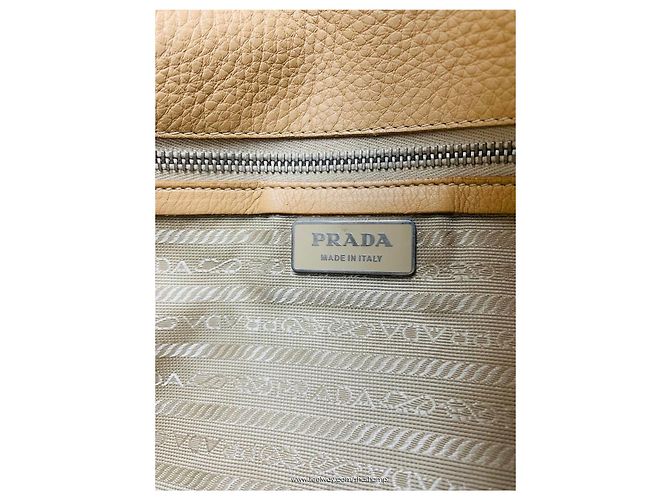Prada Beige-silberfarbene Schultertasche Braun - Ansicht 6