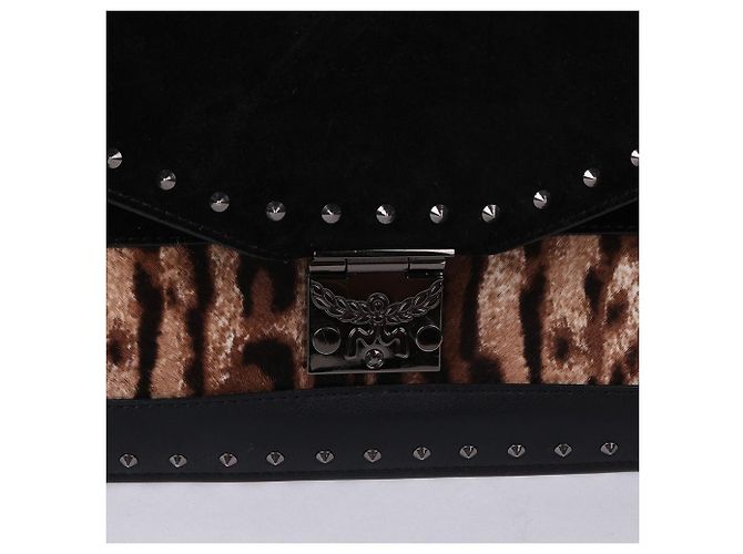 MCM Borsa a tracolla con catena leopardata e borchie - vista 2