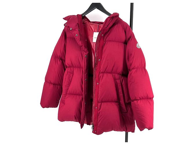 Chaqueta corta con capucha de plumón para mujer Moncler Roja - vista 3