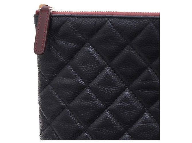 Chanel Clutch Black Caviar Gold CC Classic Large Nero - vista 4