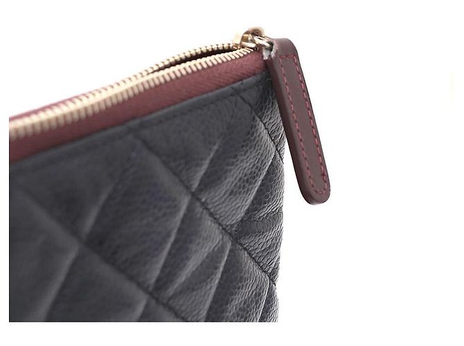 Chanel Clutch Black Caviar Gold CC Classic Large Nero - vista 5