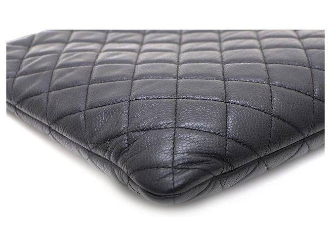 Chanel Clutch Black Caviar Gold CC Classic Large Nero - vista 7