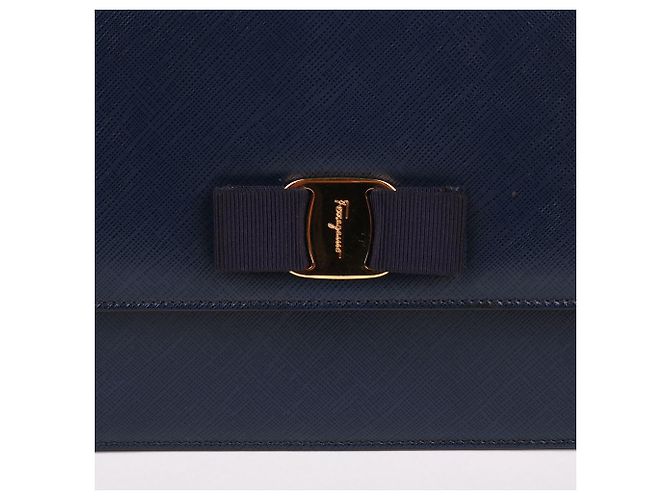 Salvatore Ferragamo Navy Genie Chain Bag with Bow Decoration Blue - view 3