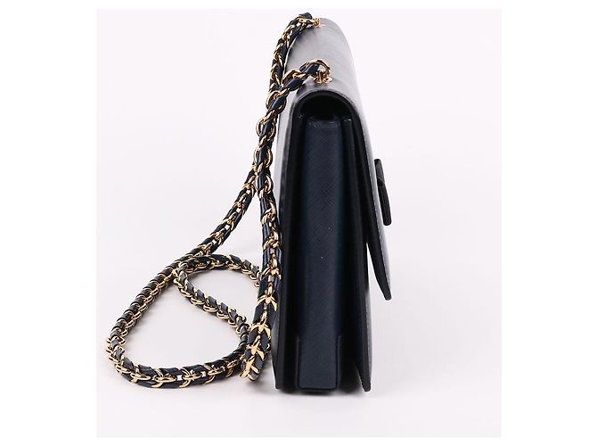 Salvatore Ferragamo Navy Genie Chain Bag with Bow Decoration Blue - view 5