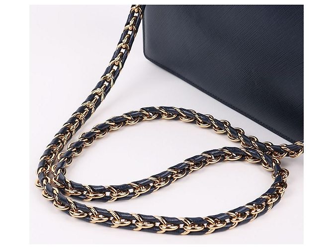 Salvatore Ferragamo Navy Genie Chain Bag with Bow Decoration Blue - view 6