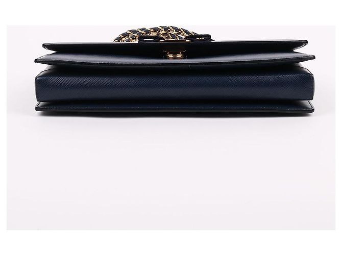 Salvatore Ferragamo Navy Genie Chain Bag with Bow Decoration Blue - view 7