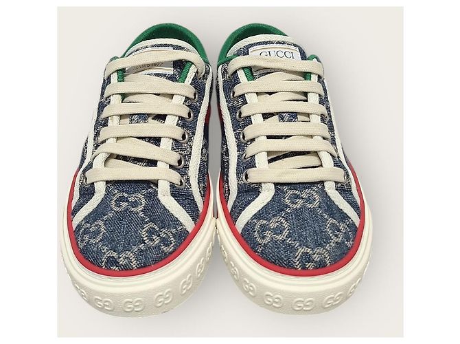 Gucci Denim Blue Three Stripes Tennis Sneaker Blau - Ansicht 6
