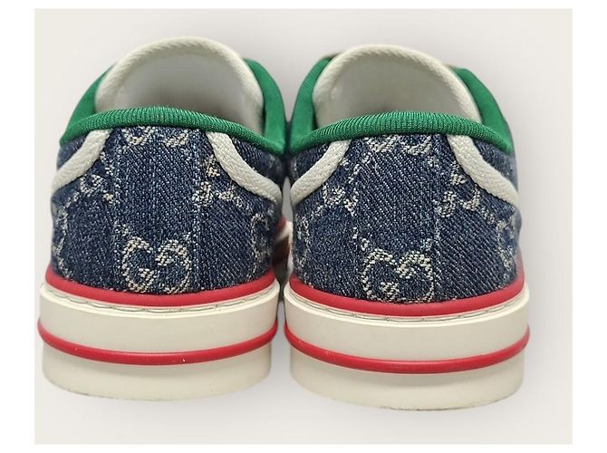 Gucci Denim Blue Three Stripes Tennis Sneaker Blau - Ansicht 7