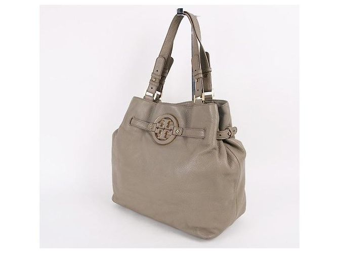 Tory Burch Graue Leder-Schultertasche für Damen mit Logo Braun - Ansicht 3