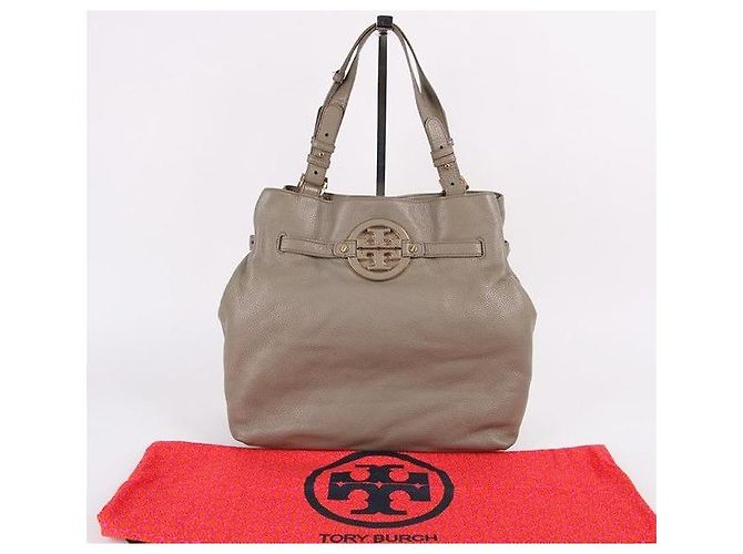 Tory Burch Graue Leder-Schultertasche für Damen mit Logo Braun - Ansicht 9
