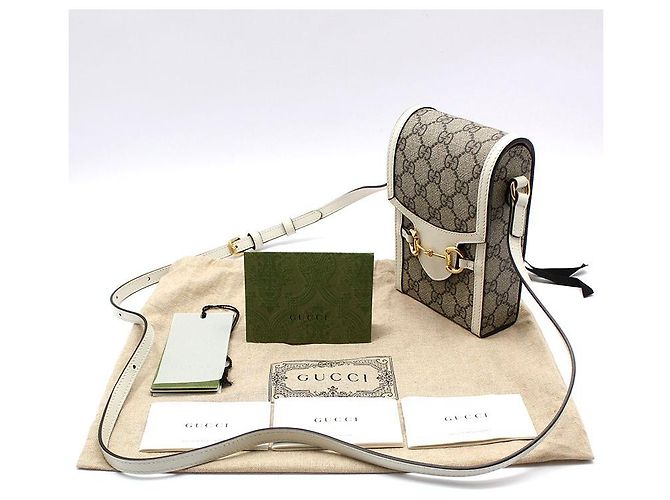 Horsebit 1955 Gucci Mini tracolla GG Supreme Gold Horsebit Marrone - vista 2