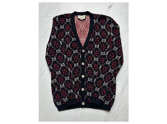 Gucci GG Diamond Wollstrickjacke Silber - Ansicht 3