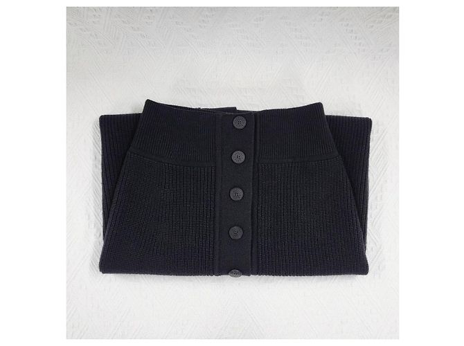 Hermès Falda de punto de cachemira con botones para mujer Noir Negro - vista 10