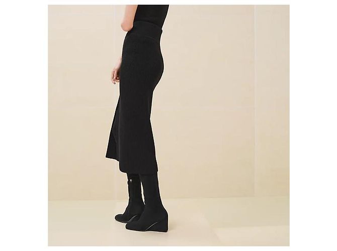 Hermès Falda de punto de cachemira con botones para mujer Noir Negro - vista 3