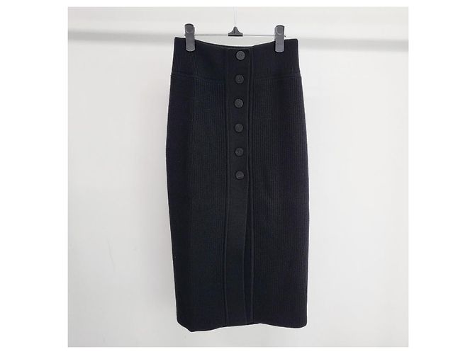 Hermès Falda de punto de cachemira con botones para mujer Noir Negro - vista 6