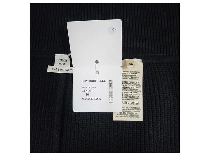 Hermès Falda de punto de cachemira con botones para mujer Noir Negro - vista 9