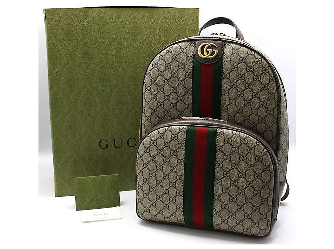 Gucci Zaino GG Supreme Ophidia Medium Marrone - vista 2