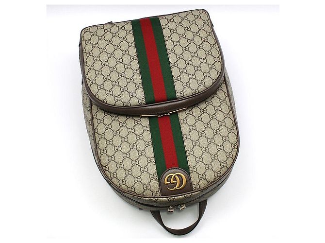 Gucci Zaino GG Supreme Ophidia Medium Marrone - vista 3