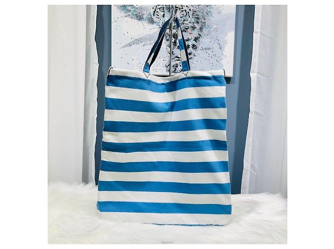 Burberry Baumwolltasche mit hellblauen Streifen - Ansicht 3