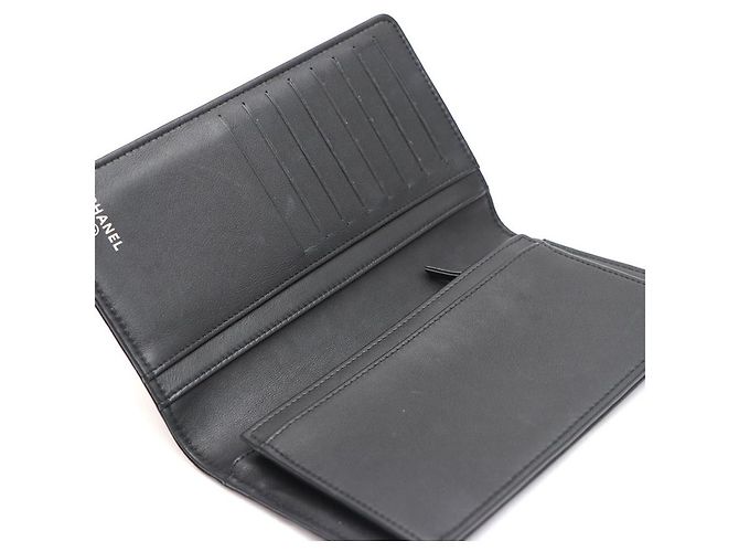 Chanel Cartera larga Boy de piel de cordero con chevron Negro - vista 13