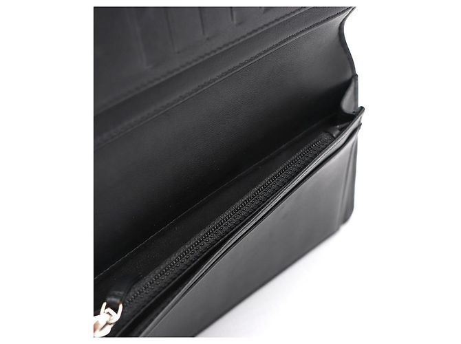 Chanel Cartera larga Boy de piel de cordero con chevron Negro - vista 14