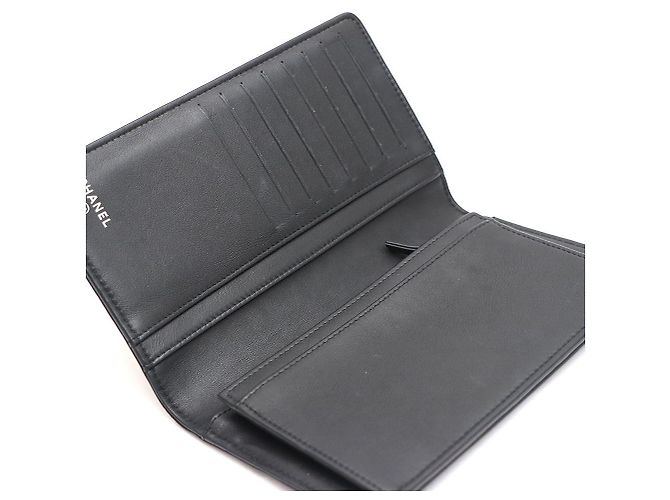 Chanel Cartera larga Boy de piel de cordero con chevron Negro - vista 6