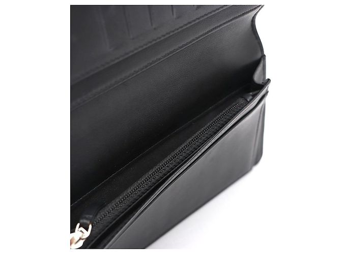 Chanel Cartera larga Boy de piel de cordero con chevron Negro - vista 7