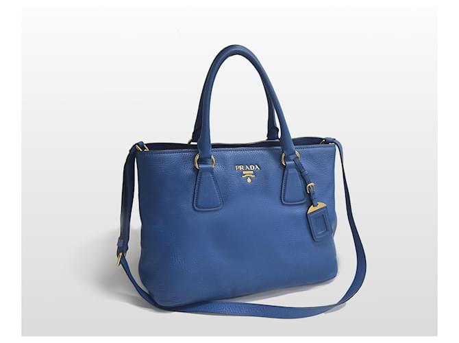 Prada Tote e Borsa a Spalla Vitello Daino Blue - vista 11