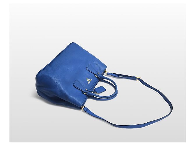Prada Tote e Borsa a Spalla Vitello Daino Blue - vista 12