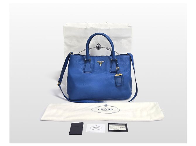 Prada Tote e Borsa a Spalla Vitello Daino Blue - vista 16