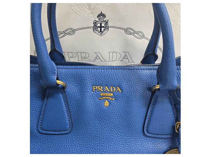 Prada Tote e Borsa a Spalla Vitello Daino Blue - vista 5