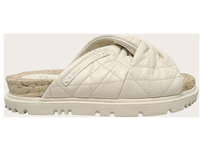 Dior Sandalo Slide in agnello bianco cannage twist - vista 2
