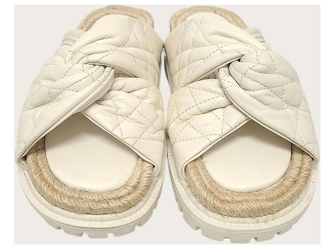 Dior Sandalo Slide in agnello bianco cannage twist - vista 6