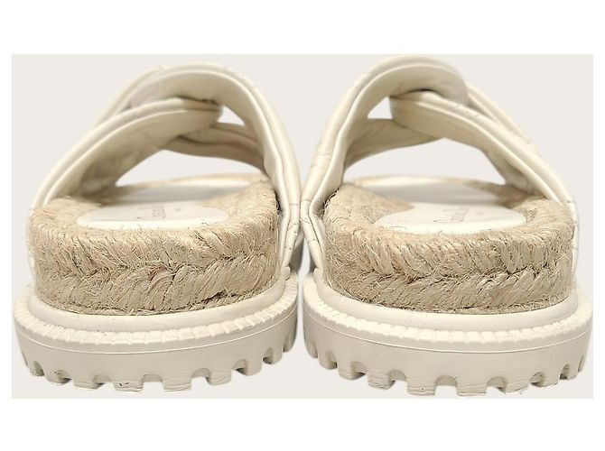 Dior Sandalo Slide in agnello bianco cannage twist - vista 7