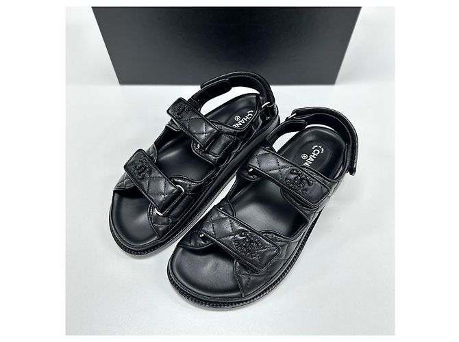 Chanel Sandali con Velcro Black Caviar Nero - vista 2