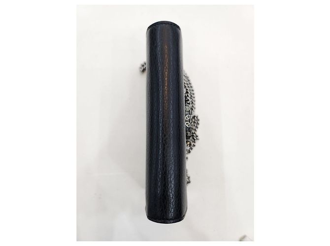 Gucci Mini borsa a tracolla Dionysus in pelle nera con cristalli e catena Nero - vista 11