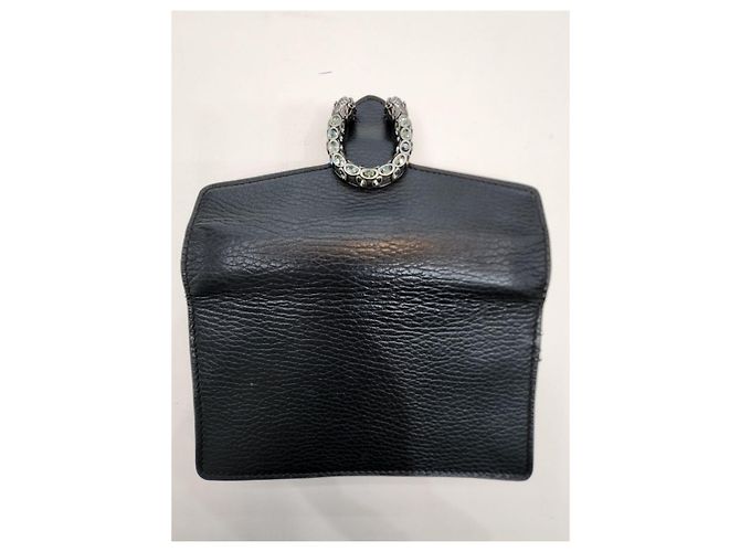Gucci Mini borsa a tracolla Dionysus in pelle nera con cristalli e catena Nero - vista 19