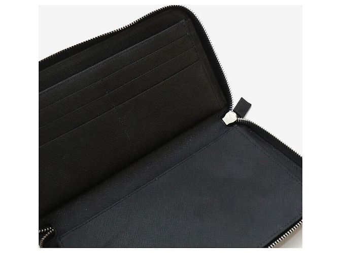 Prada Saffiano Leder Reißverschluss-Langgeldbörse Schwarz - Ansicht 6