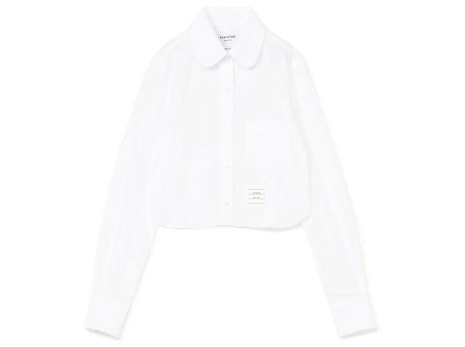 Thom Browne Camisa curta clássica em popeline de algodão com gola redonda - vista 3