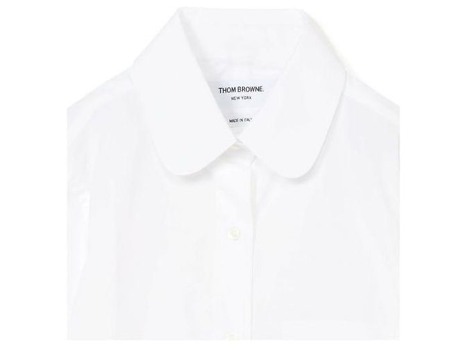 Thom Browne Camisa curta clássica em popeline de algodão com gola redonda - vista 5
