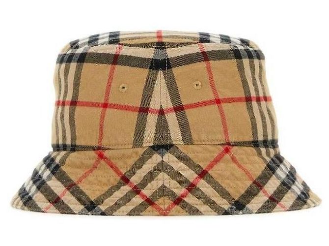 Burberry Cappello bucket in cotone a quadri Arancione - vista 4