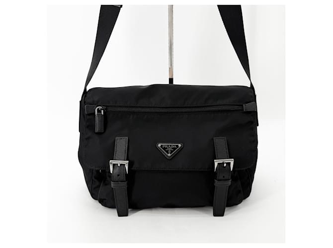 Prada Borsa a tracolla in nylon con logo triangolare Argento - vista 2