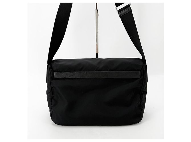 Prada Borsa a tracolla in nylon con logo triangolare Argento - vista 3